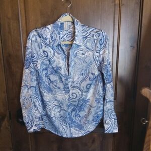 Joie Blue and White Paisley Button-Down Shirt. PP 20